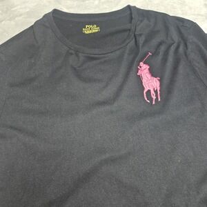 Polo Ralph Lauren T Shirt Mens XL Black Pink Big Pony Custom Slim Fit RL19 Logo